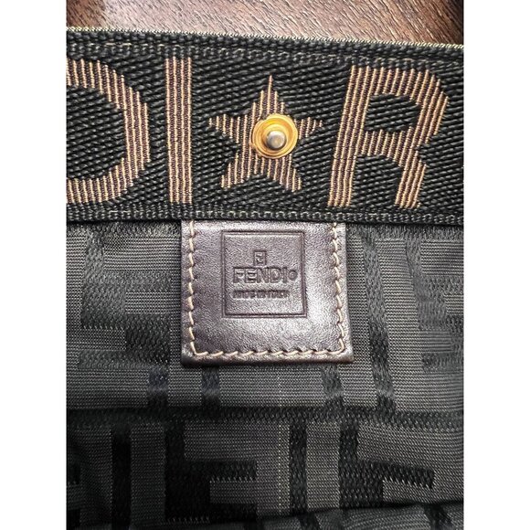 Fendi Zucca Collapsible Tote Bag With Iconic FF Pattern & Leather Accents - Picture 7 of 10